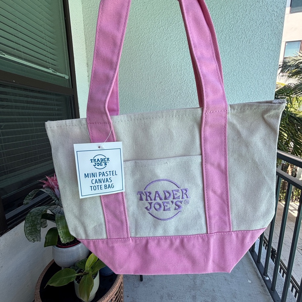PINK - Trader Joe’s Mini Pastel Canvas Tote Bag
